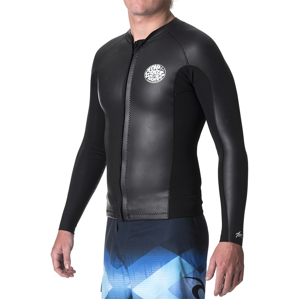 2019 Rip Curl Mens Aggrolite 1 5mm Front Zip Neoprene Jacket Black
